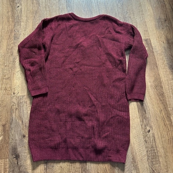 LULU’S Bringing Sexy Back Wine Red Backless Sweater Dress - Picture 2 of 4